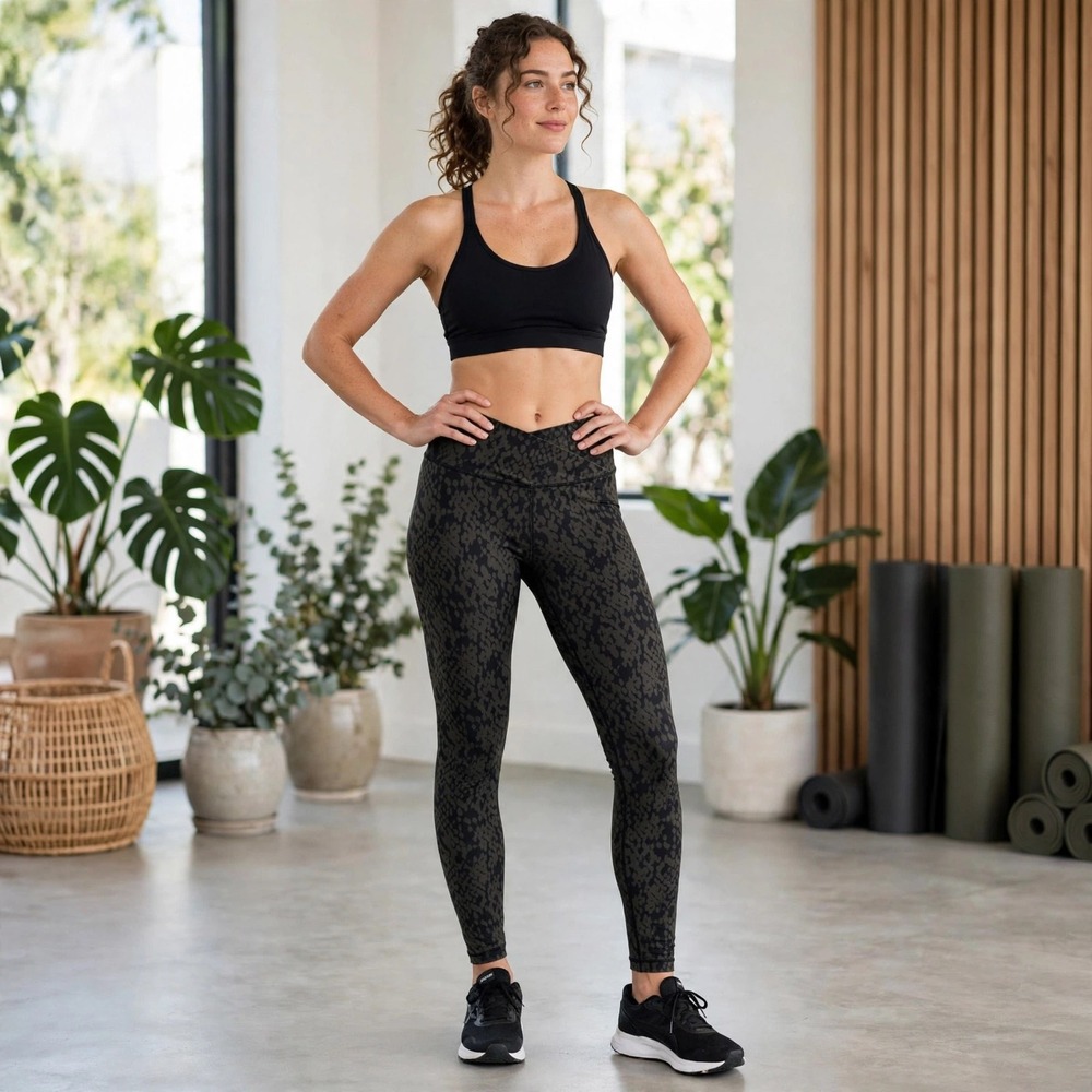 Mud Pie Womens Medium M Snake Print High Waist Leggings Athleisure Pants